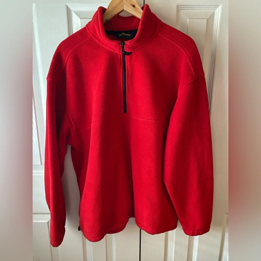 VINTAGE‎ Eddie Bauer EBTEK Red Fleece Quarter Zip Pullover SZ M